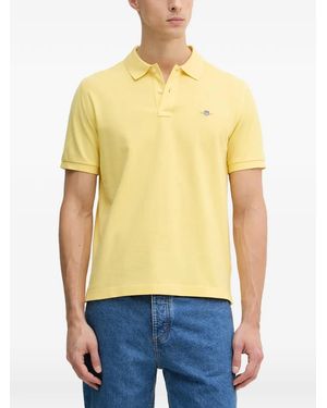 GANT Logo-Embroidered Piqué Polo Shirt - Yellow