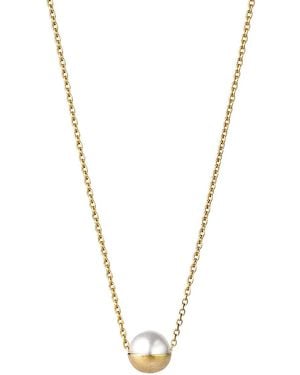 Shihara Half Pearl Necklace 90° - Metallic