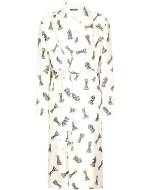 Dolce & Gabbana Graphic-Print Silk Bathrobe - White