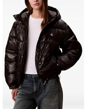 Calvin Klein Hooded Logo Jacket - Black