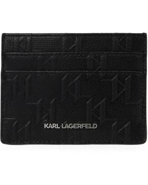 KARL LAGERFELD Monogram Perforated Card Holder - Black