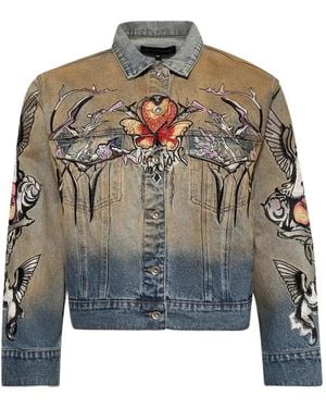 Who Decides War Dove Embroidered Trucker Jacket - Blue