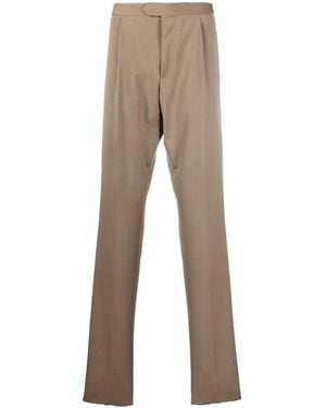 Caruso Pleat-Detail Straight-Leg Trousers - Natural