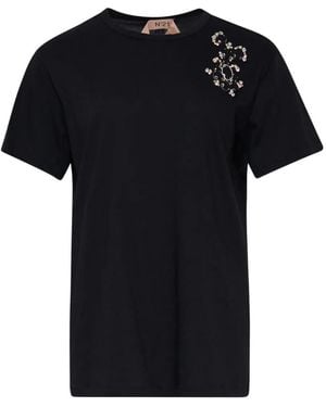 N°21 Crystal-Embellished T-Shirt - Black