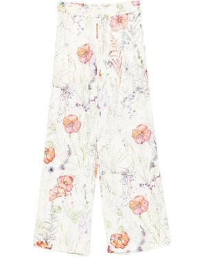 McQueen Floral-Print Trousers - White