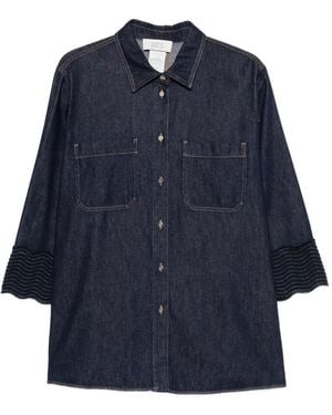 Marina Rinaldi Mrsabissi Scalloped-Cuff Denim Shirt - Blue