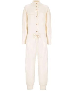 Laneus Knitted Button Jumpsuit - White