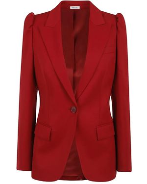 McQueen Single-Breasted Wool Blazer - Red