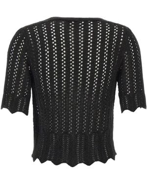 Kaos Openwork-Knit Scalloped-Edge Cardigan - Black