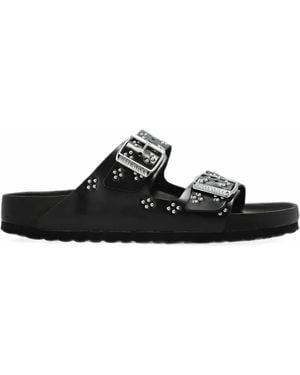 Birkenstock Arizona Rivet-Border Small Natural-Leather Sandals - Black