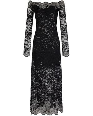 Rabanne Laced Floral-Print Maxi Dress - Black