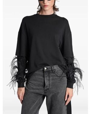 DARKPARK Troy Feather-Trim Double-Sleeve T-Shirt - Black