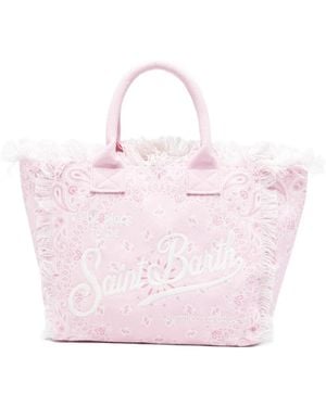 MC2 Saint Barth Vanity Paisley-Print Fringed Tote Bag - Pink
