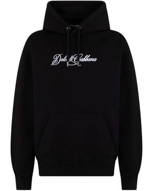 Dolce & Gabbana Sudadera Con Capucha Y Logo Bordado - Negro