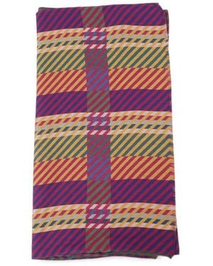 Missoni Check-Pattern Fringed-Edge Scarf - Purple