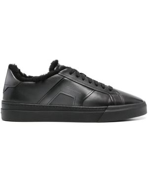 Santoni レザースニーカー - ブラック