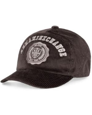 ARMANI EXCHANGE Logo-Embroidered Corduroy Baseball Cap - Brown