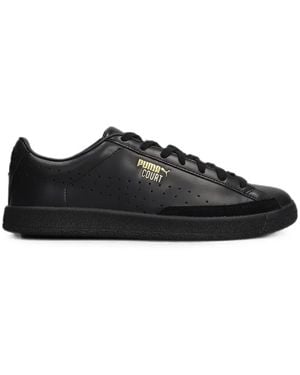PUMA Court Perforated Logo-Print Sneakers - Black