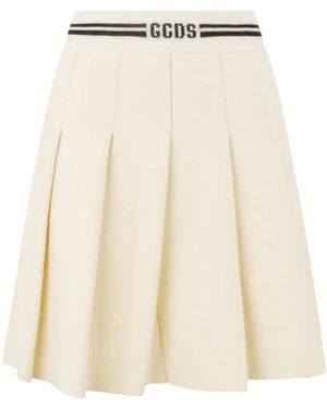 Gcds Pleated Knit Asymmetric Skirt - Natural
