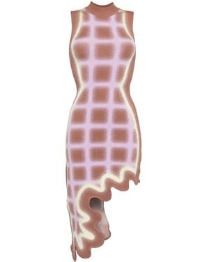 Ph5 Recycled Viscose Plaid Knitted Dress - Pink