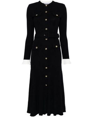 Self-Portrait Button-Detailed Ribbed-Knit Maxi Dress - Black