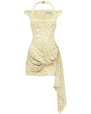 ALÉMAIS Paula Polka-Dot Draped Mini Dress - Natural