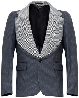 Comme des Garçons Pinstripe Houndstooth-Panel Blazer - Blue