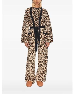 Simon Miller Max Belted Cheetah-Print Cardigan - White