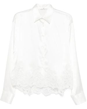 Ermanno Scervino Lace-Trim Satin Shirt - White