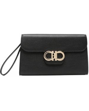 Ferragamo Bolso De Mano Double Gancini - Negro