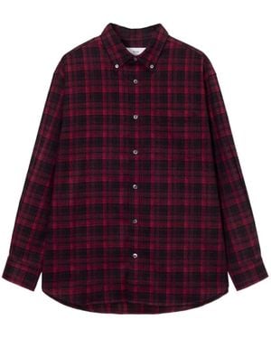 DUNST Check-Pattern Shirt - Purple