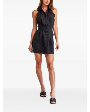 Hevron Halterneck Button-Front Dress - Black