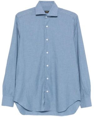 Barba Napoli Long-Sleeved Cotton Shirt - Blue