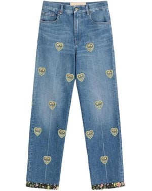 Valentino Garavani ハートエンボス ジーンズ - ブルー