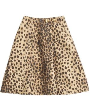 Valentino Garavani Jaguar Spots Wool Skirt - Natural
