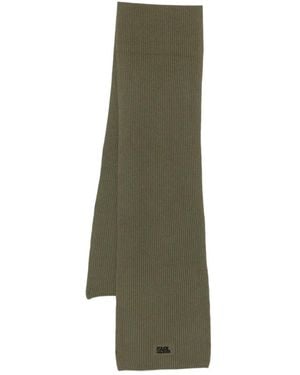 KARL LAGERFELD Ribbed Logo Scarf - Green