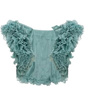 Marmar Halim Ruffled Sleeveless Cape - Blue