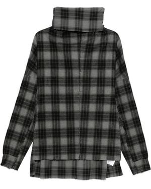 Individual Sentiments Roll-Neck Plaid Sweatshirt - Black