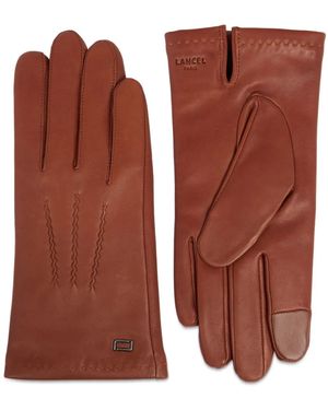 Lancel Sellier Logo-Stamp Lather Gloves - Brown
