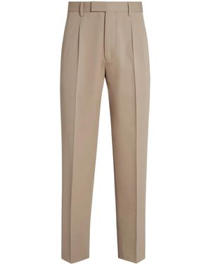 ZEGNA Cotton-Wool Trousers - Natural