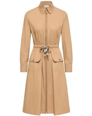 Moncler Knielange Jurk Van Katoenblend - Naturel