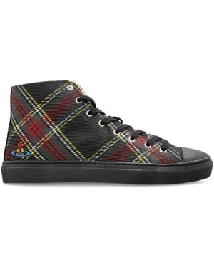 Vivienne Westwood チェック ハイカットスニーカー - ブラック