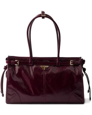 Prada Bonnie Leather Tote Bag - Purple