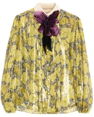 Valentino Garavani Lurex Shirt With Après L'Hiver Poppies Print - Metallic