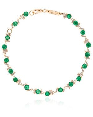 Suzanne Kalan 18Kt, Emerald And Diamond Tennis Bracelet - Multicolour