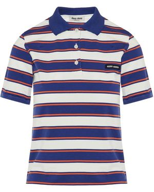 Miu Miu Striped Polo Shirt - Blue