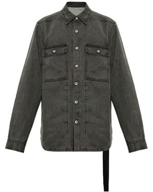 Rick Owens Button-Up Denim Shirt - Grey