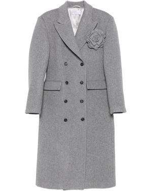 GIUSEPPE DI MORABITO Flower-Appliqué Double-Breasted Coat - Grey