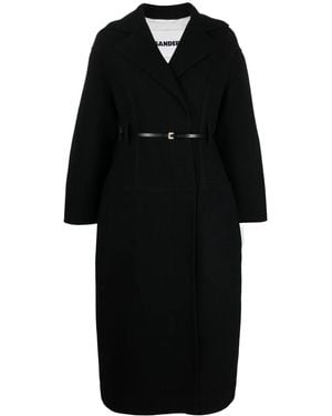 Jil Sander Langer Wollmantel - Schwarz