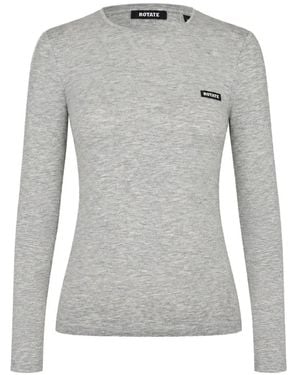 ROTATE BIRGER CHRISTENSEN T-Shirt Longues Manches À Patch Logo - Gris